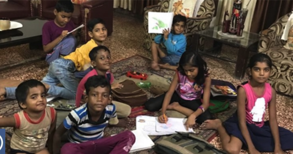 children studying