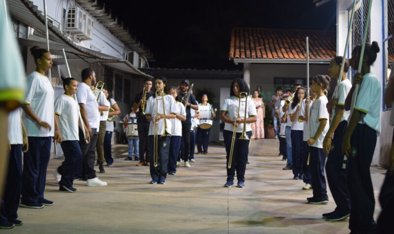 Student band performs at a Family Festival in Guapo, Brazil