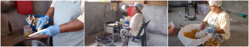 Amai Yati passionately making chips from harvest in her farm
