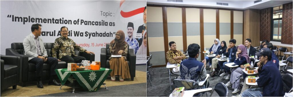 (Left) Panel of speakers at the GPF Indonesia UGen Summit and (Right) students during breakout discussion groups.