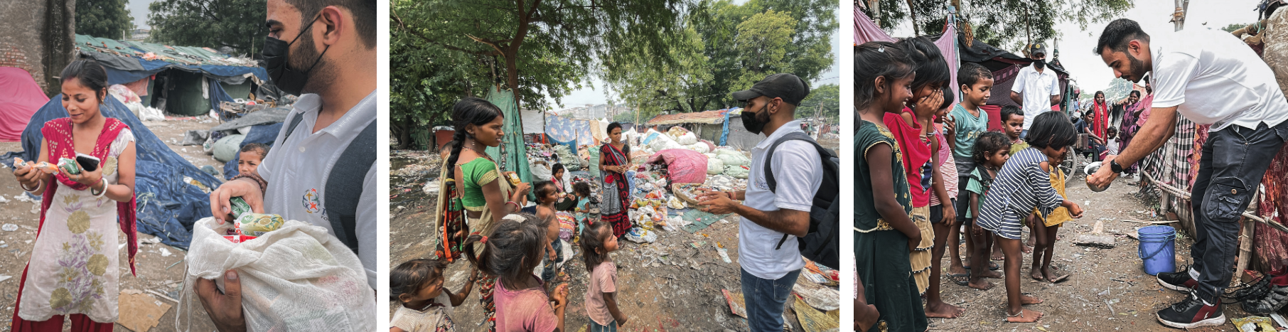 A group of people are standing in front of an auto slum.