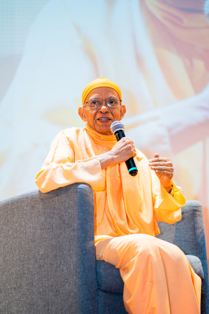 Swami Shantatmananda, the current Secretary of the Ramakrishna Mission in Delhi, India, speaking on the session topic: Empowering Global Citizens for Peace and Reconciliation Through Universal Principles and Values