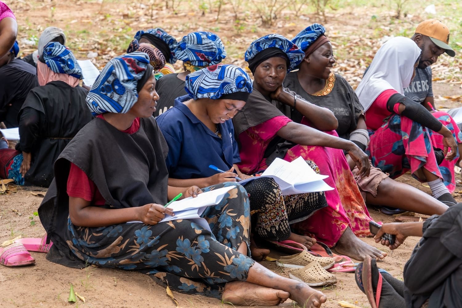 Tanzanian women participate in a survey conducted by Global Peace Foundation.