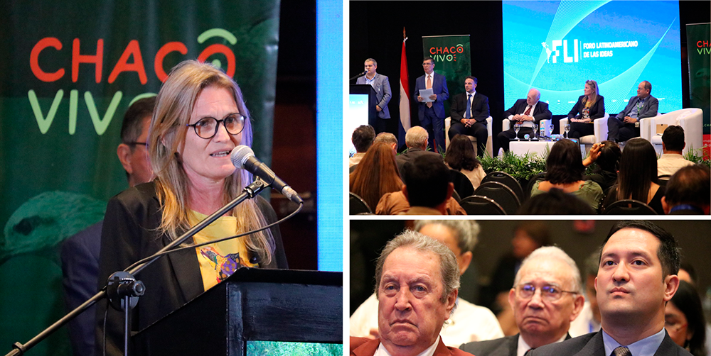 A woman speaks at a podium with the