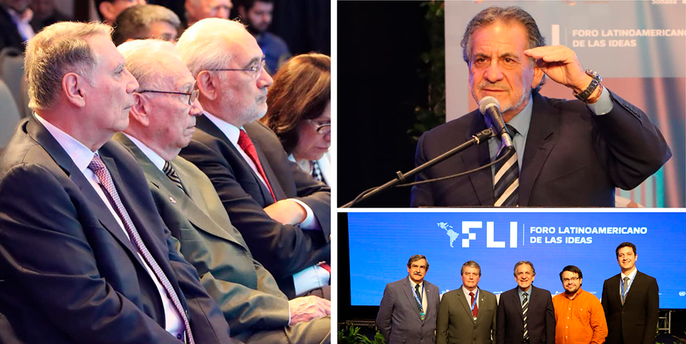 Participants at the Foro Latinoamericano de las Ideas engaged attentively, with a speaker addressing the crowd. The event, themed